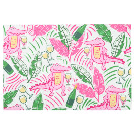 アリゲーターワインピンクグリーン名門私立校風の メタルプリント