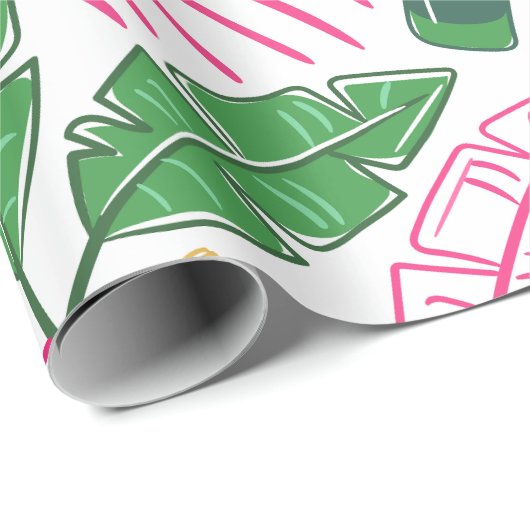 アリゲーターワインピンクグリーン名門私立校風の ラッピングペーパー (ロールコーナー)