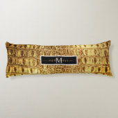 アリゲーターワニの肌の光沢のある金ゴールド パーソナライズされた ボディピロー (裏面)