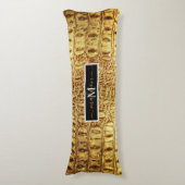 アリゲーターワニの肌の光沢のある金ゴールド パーソナライズされた ボディピロー (正面縦)