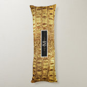 アリゲーターワニの肌の光沢のある金ゴールド パーソナライズされた ボディピロー (裏面 (縦))