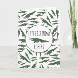 アリゲーターワニパターン名前をカスタムする誕生日C カード