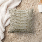 アリゲーターワニフェイクルスキンアイボリーホワイトレザー クッション (ブランケット)