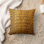 アリゲーターワニフェイクルスキンオールド金ゴールドレザー クッション (ブランケット)