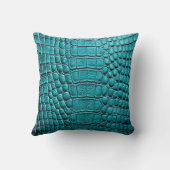 アリゲーターワニフェイクルスキンシャイニーティール(緑がかった色)革 クッション (裏面)