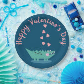 アリゲーターヴァレンティーンズデイハートピンク ペーパープレート (パーティー)