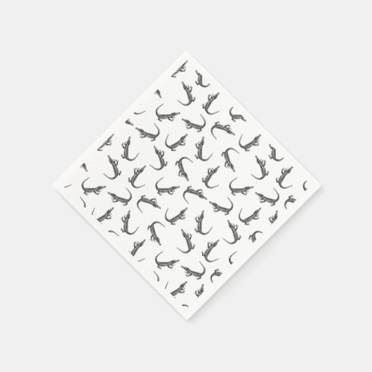 アリゲーターヴィンテージアートカスタムパターンBGカラー スタンダードカクテルナプキン (角)