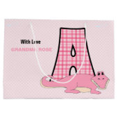 アリゲーター付き女性用の大きなピンク文字A ラージペーパーバッグ (裏面)