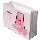 アリゲーター付き女性用の大きなピンク文字A ラージペーパーバッグ (裏面アングル)