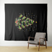 アリゲーター恋人クリスマスギフトアリゲータークリスマスツリー タペストリー (インサイチュ(横))