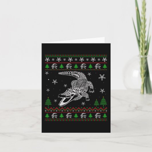 アリゲーター愛好家のための醜いクリスマスおもしろい醜い カード (正面)