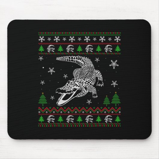 アリゲーター愛好家のための醜いクリスマスおもしろい醜い マウスパッド (正面)