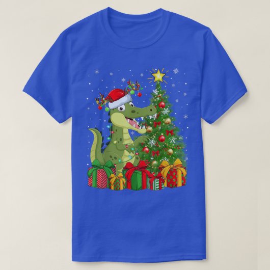 アリゲーター照明クリスマスツリーサンタハットアリゲーターC Tシャツ (デザイン正面)