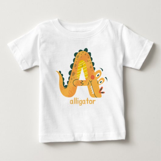 アリゲーター用の動物アルファベットA ベビーTシャツ (正面)