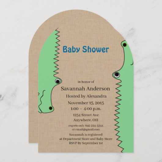 アリゲーター男の赤ちゃんシャワー招待状 招待状 (正面/裏面)