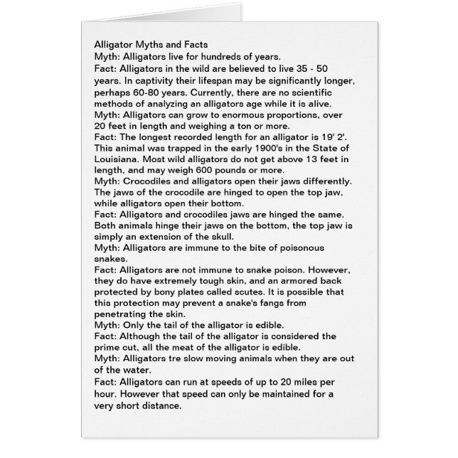 アリゲーター神話と事実 (正面)