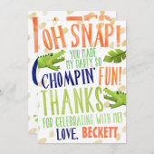 アリゲーター誕生日サンキューノートカード サンキューカード (正面/裏面)