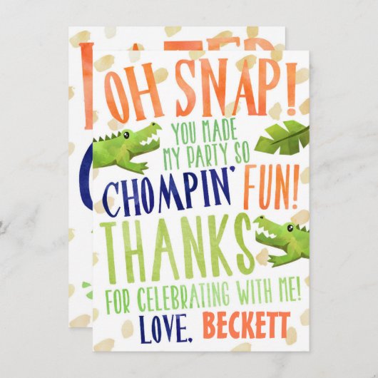 アリゲーター誕生日サンキューノートカード サンキューカード (正面/裏面)