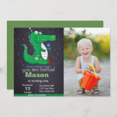 アリゲーター誕生日招待状と写真 招待状 (正面/裏面)