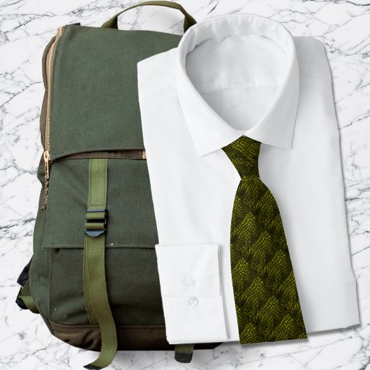 アリゲーター金ゴールドフェイクカラーレザー・両面 ネクタイ