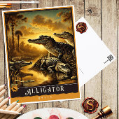 アリゲーター | かわいい家族ヴィンテージ動物はがき ポストカード