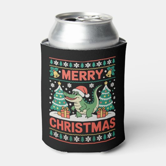 アリゲーター サンタ ハット アグリーセーター クリスマスツリー 缶クーラー (缶正面)