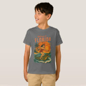 アリゲーター サーフィン 海岸の生活 グラフィック レトロサーフ Tシャツ (正面フル)