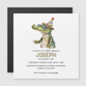 アリゲーター・パーティー招待状 プールパーティー マグネット招待状 (正面/裏面)