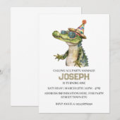 アリゲーター・パーティー招待状 プールパーティー 招待状 (正面/裏面)