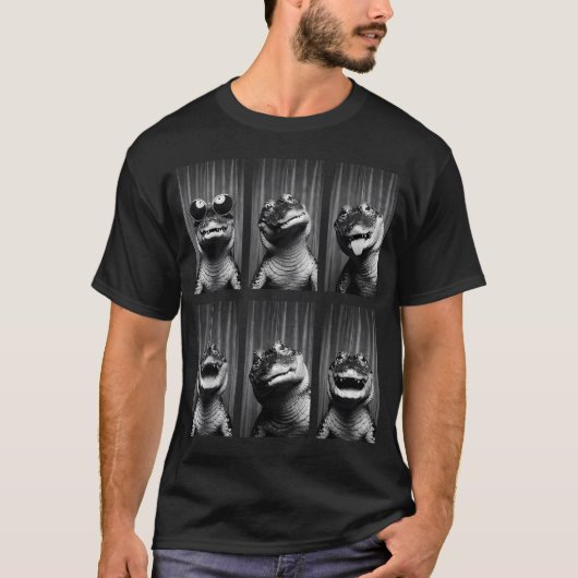 アリゲーター フォトブース ワニ 面白い 動物 Tシャツ (正面)