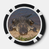 アリゲーター。正対する顔 ポーカーチップ (裏面)