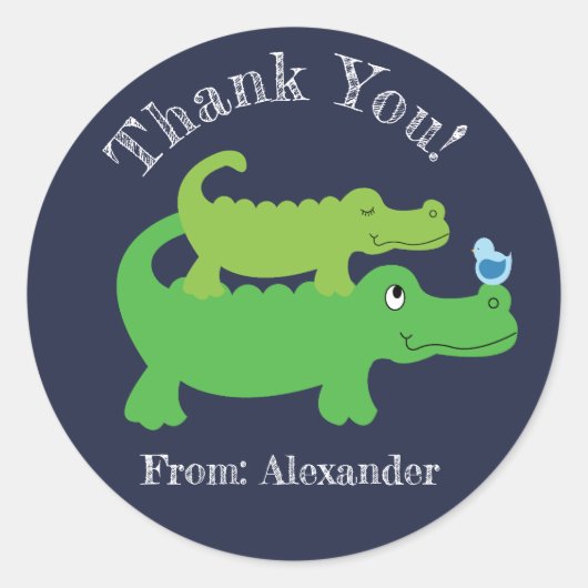 アリゲータ名門私立校風のーカスタムの好意ステッカー ラウンドシール (正面)