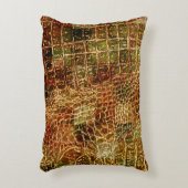 アリゲーフェイクタ動物皮革レッドブラウン アクセントクッション (正面(垂直))