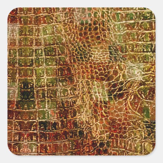 アリゲーフェイクタ動物皮革レッドブラウン スクエアシール (正面)