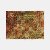 アリゲーフェイクタ動物皮革レッドブラウン フリースブランケット (正面(横))