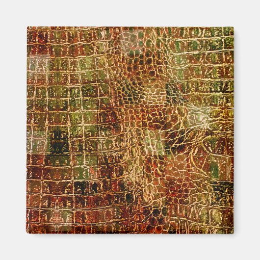 アリゲーフェイクタ動物皮革レッドブラウン マグネット (正面)