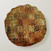 アリゲーフェイクタ動物皮革レッドブラウン ラウンドクッション (裏面)