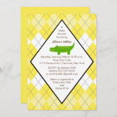 アリゲー名門私立校風のターベビーシャワー招待状イエロー 招待状 (正面/裏面)