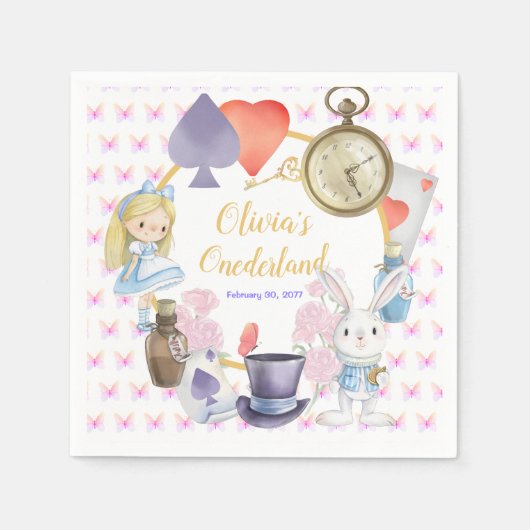 アリサインオネダーランド紙プレート スタンダードカクテルナプキン (正面)