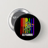 アリサウルス恐竜の虹の旗のAlly Lgbt 缶バッジ (正面&裏面)