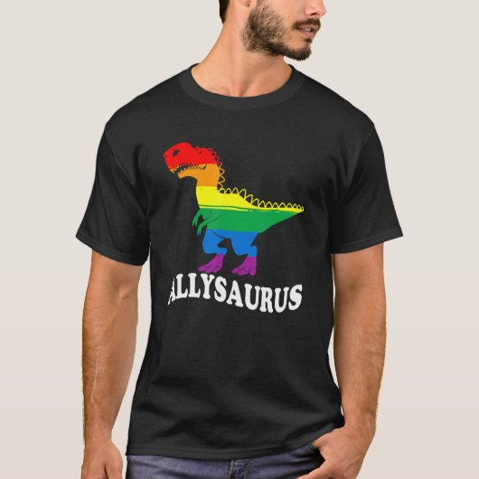 アリサウルス恐竜の虹の旗のAlly Lgbt Tシャツ (正面)