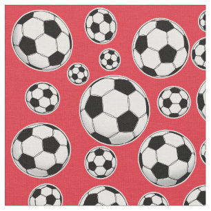 アリザリン深紅色のサッカーボールパターン ファブリック