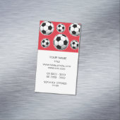 アリザリン深紅色のサッカーボールパターン マグネット名刺 (インサイチュ)