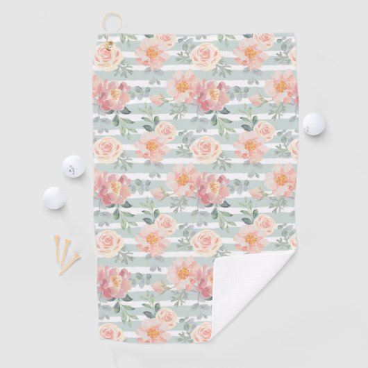 アリシアのバラのストライプパターン ゴルフタオル (インサイチュ)
