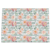 アリシアのバラのストライプパターン ラージペーパーバッグ (正面)