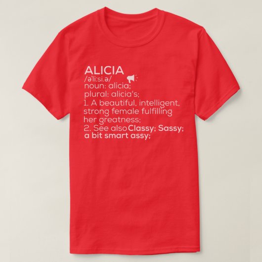 アリシア名アリシア定義アリシア女性名A Tシャツ (デザイン正面)
