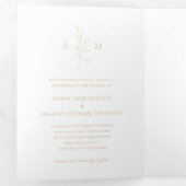 アリシャ金ゴールドタンボタニカルエレガントな結婚式 三つ折り招待状 (内部最初)