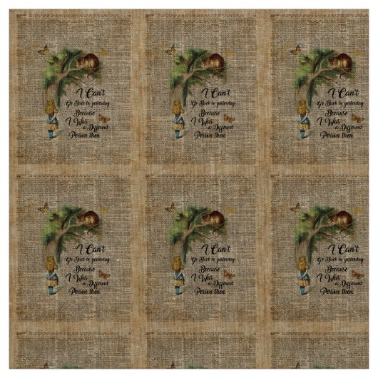 アリスおよびチェシャー猫の引用文辞書の芸術 ファブリック (見本)