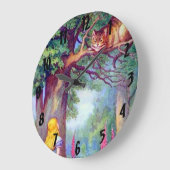 アリスおよびチェシャー猫の柱時計 ラージ壁時計 (傾斜)