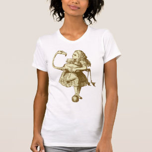 アリスおよびフラミンゴはセピア色にインクをしみ込ませました Tシャツ
